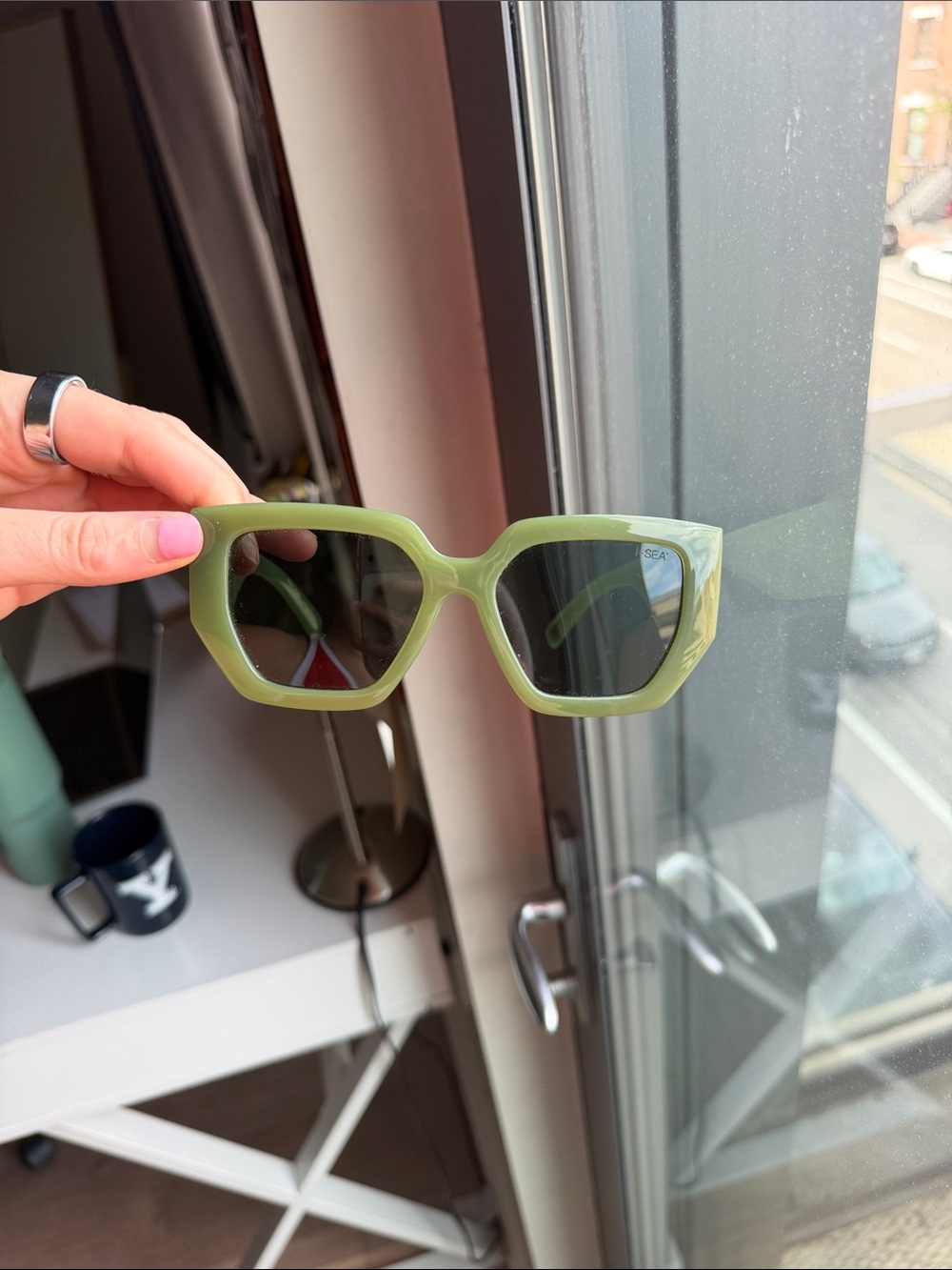 Olive Green Geometric Women's Sunglasses